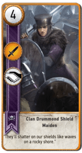 Clan Drummond Shield Maiden Gwent card from The Witcher 3