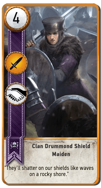 Clan Drummond Shield Maiden Gwent card from The Witcher 3