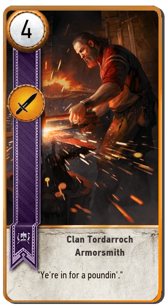 Clan Tordarroch Armorsmith Gwent card from The Witcher 3