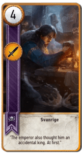 Svanrige Gwent card from The Witcher 3