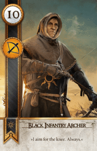 Black Infantry Archer Gwent card from The Witcher 3