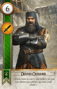 Dennis Cranmer Gwent card from The Witcher 3