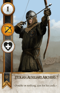 Etolian Auxiliary Archers Gwent card from The Witcher 3