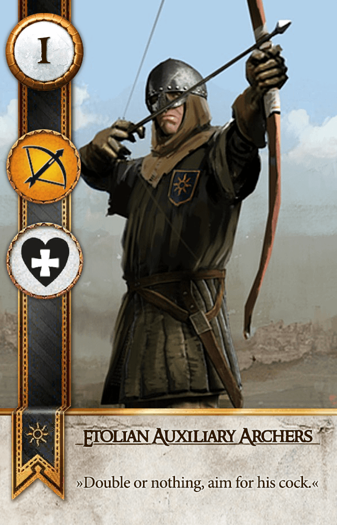 Etolian Auxiliary Archers Gwent card from The Witcher 3