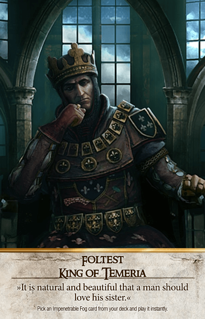 Foltest: King of Temeria Gwent card from The Witcher 3