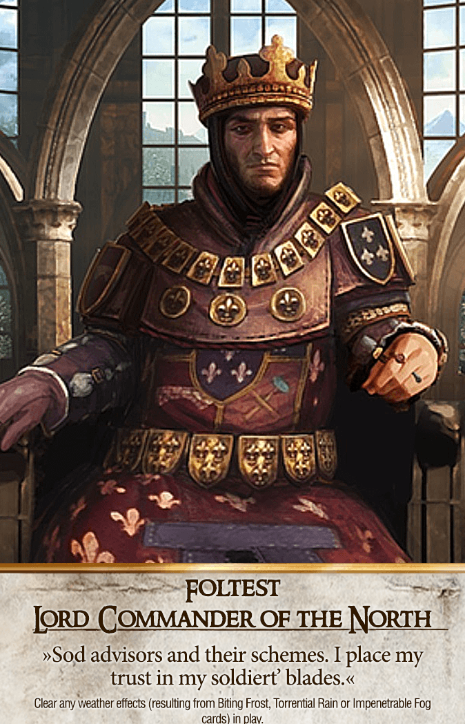 Foltest: Lord Commander of the North Gwent card from The Witcher 3