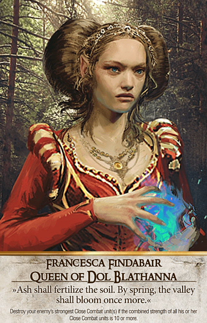 Francesca Findabair: Queen of Dol Blathanna Gwent card from The Witcher 3