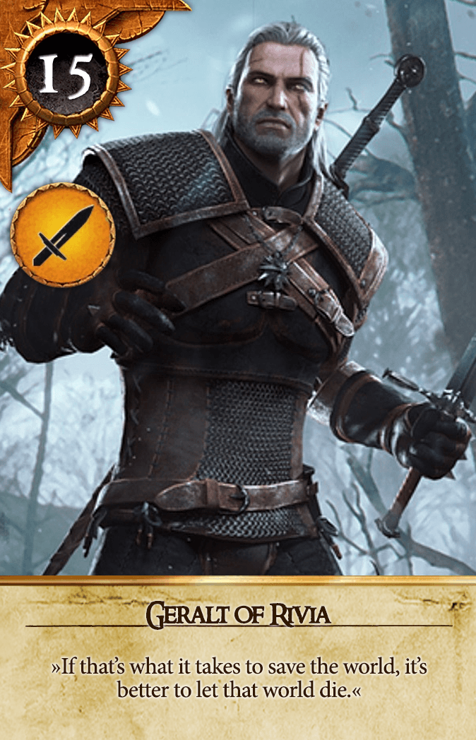 Geralt of Rivia Gwent card from The Witcher 3