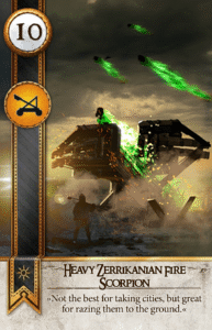 Heavy Zerrikanian Fire Scorpion Gwent card from The Witcher 3