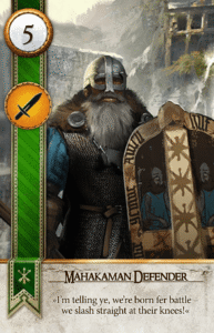 Mahakaman Defender Gwent card from The Witcher 3
