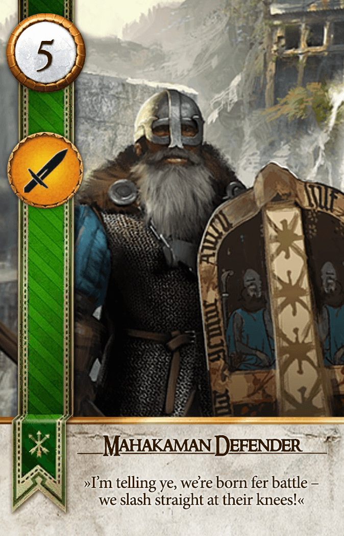 Mahakaman Defender Gwent card from The Witcher 3