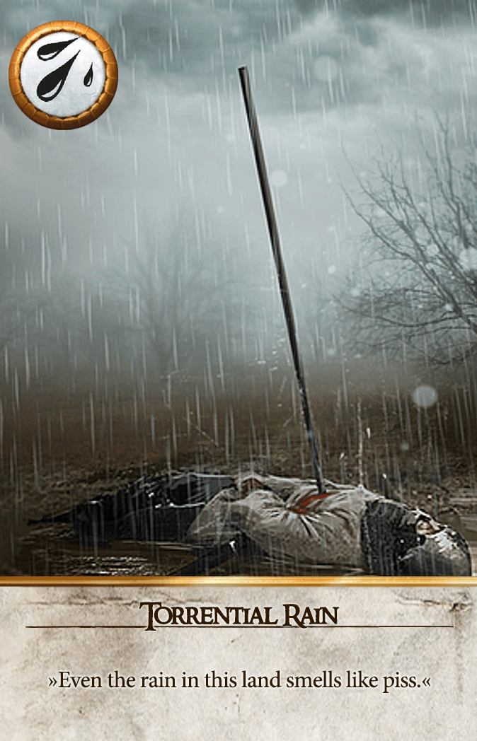Torrential Rain Gwent card from The Witcher 3