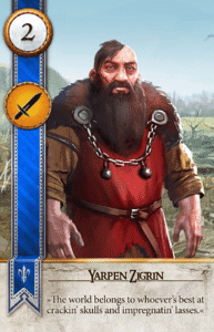 Yarpen Zigrin Gwent card from The Witcher 3