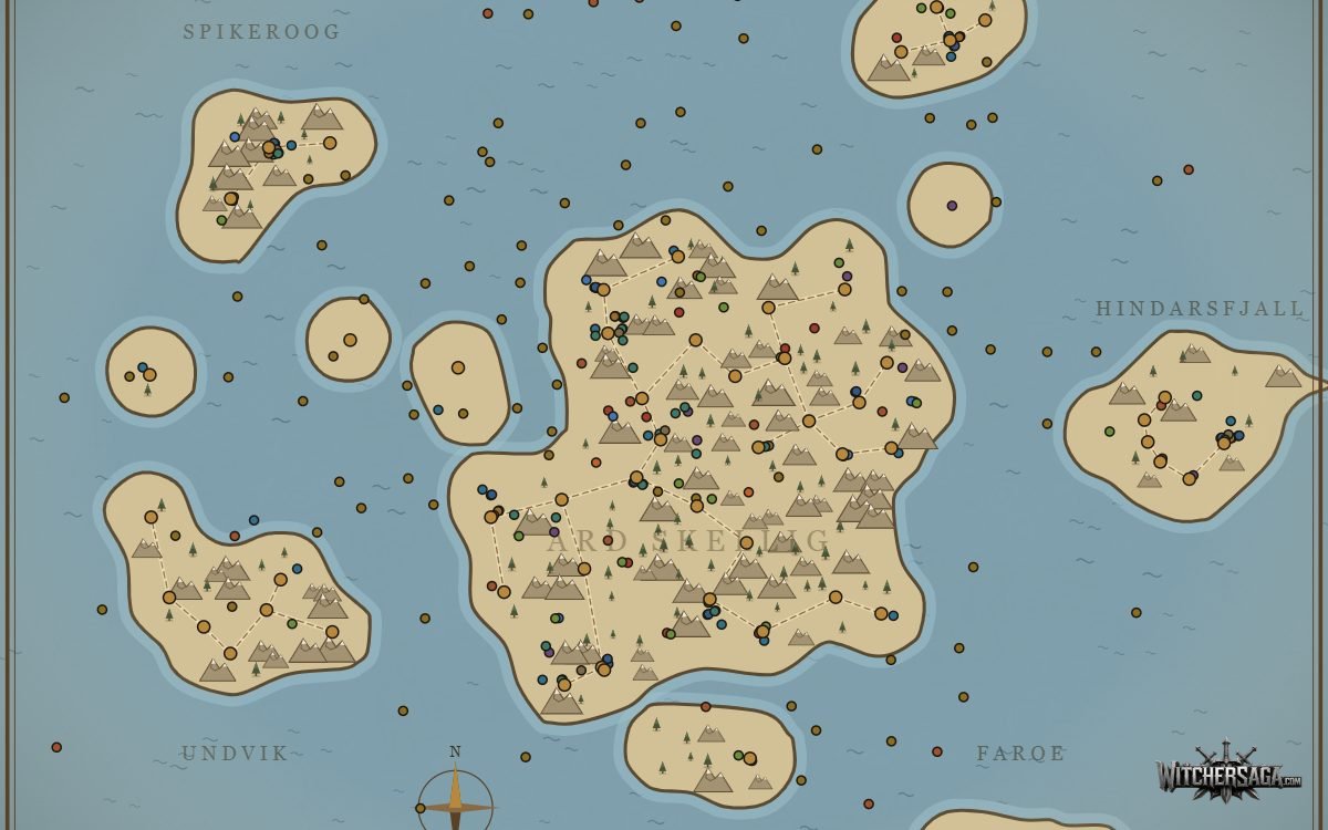 Illustrated interactive map of the Skellige Isles