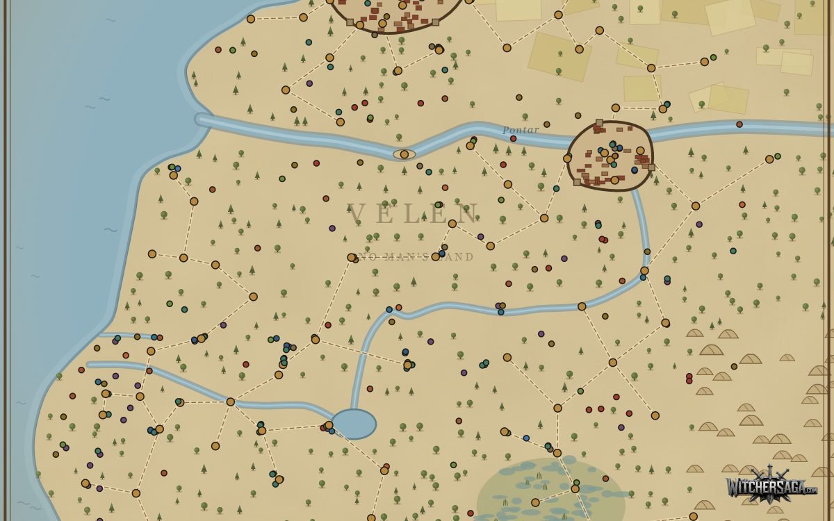 Illustrated interactive map of Velen and Novigrad